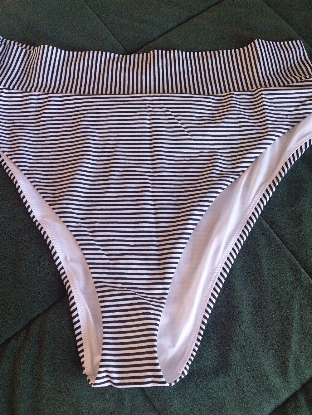 Aerie Striped High-Waist Bikini Bottom Black & White Womens XXL NWT